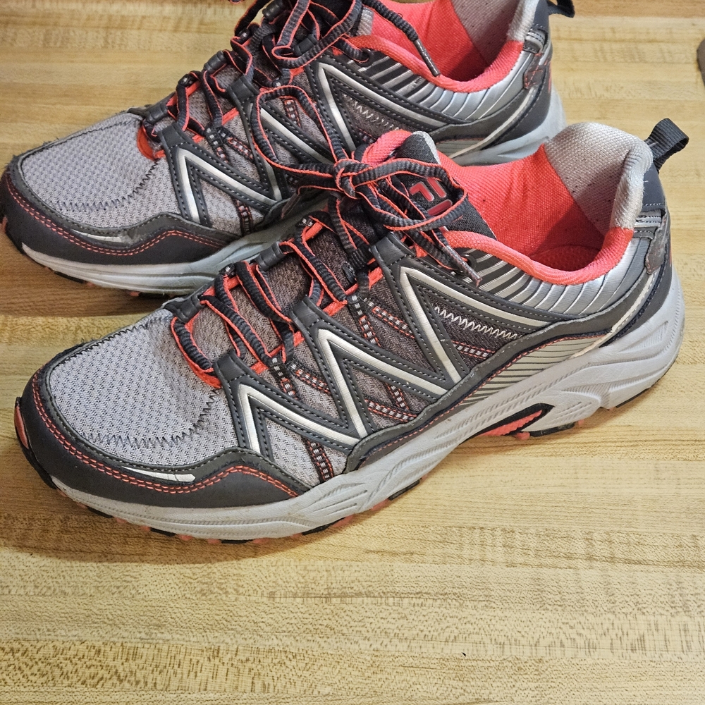Gray and Pink Women's FILA Athletic Shoes